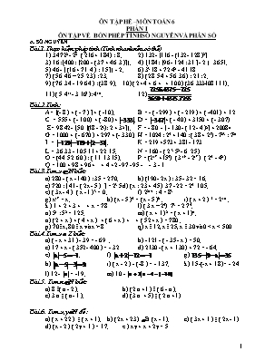 Ôn tập hè  môn Toán 6